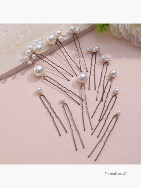 12 Pearl Hair Pins Handmade Wedding Hair Styling U-Shaped Pins for Updos main image 6